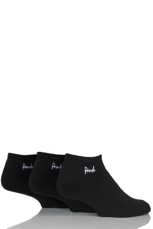 3 PAIR CUSHIONED SECRET SOCKS MEN'S - PRINGLE - BLACK