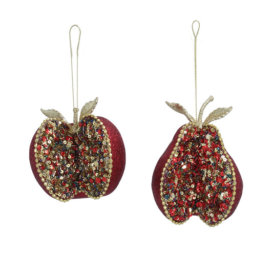 Multicolour Glitter Sliced Apple Or Pear Decoration
