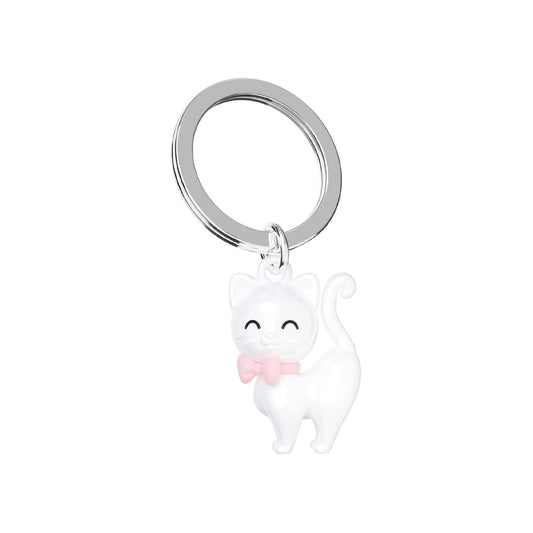 White Cat with Pink Silicone Bow