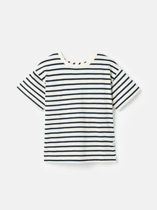 Laundered Stripe Cream & Navy Short Sleeve Stripe T-Shirt