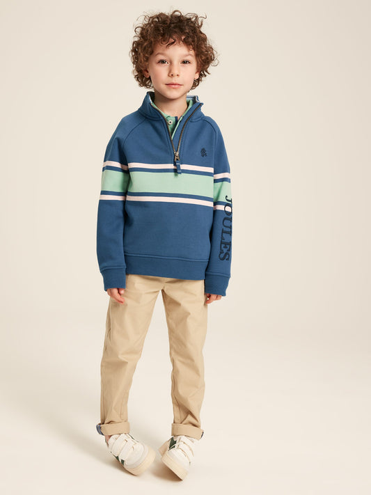 Finn Blue Quarter Zip Striped Sweatshirt