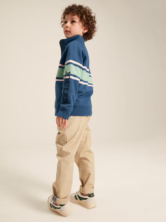 Finn Blue Quarter Zip Striped Sweatshirt