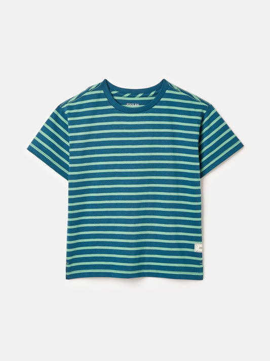 Laundered Stripe Teal/Navy Short Sleeve Stripe T-Shirt