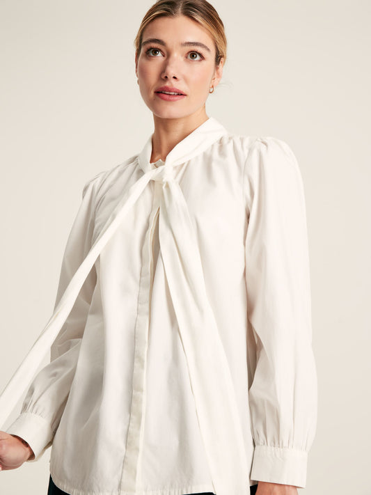 Everly White Tie Neck Blouse