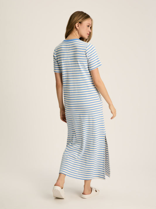 Cleo Blue/White Striped Midi Dress