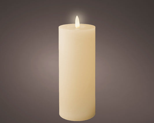 LED Wick Candle Wax Wave Top Battery Operated Indoor - Cream Warm White - 7x19cm