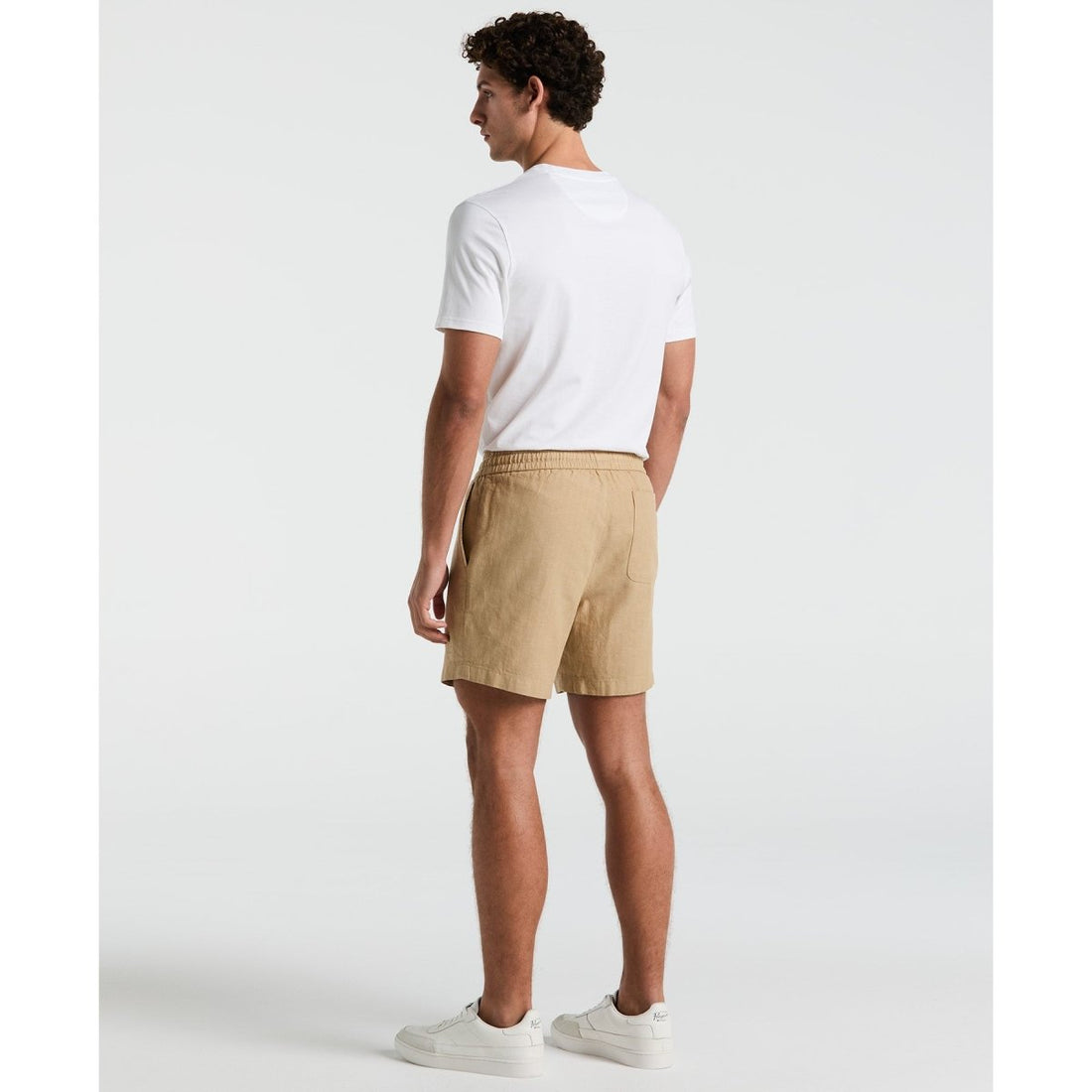 6" Linen Blend Shorts In Travertine - RUTHERFORD & Co
