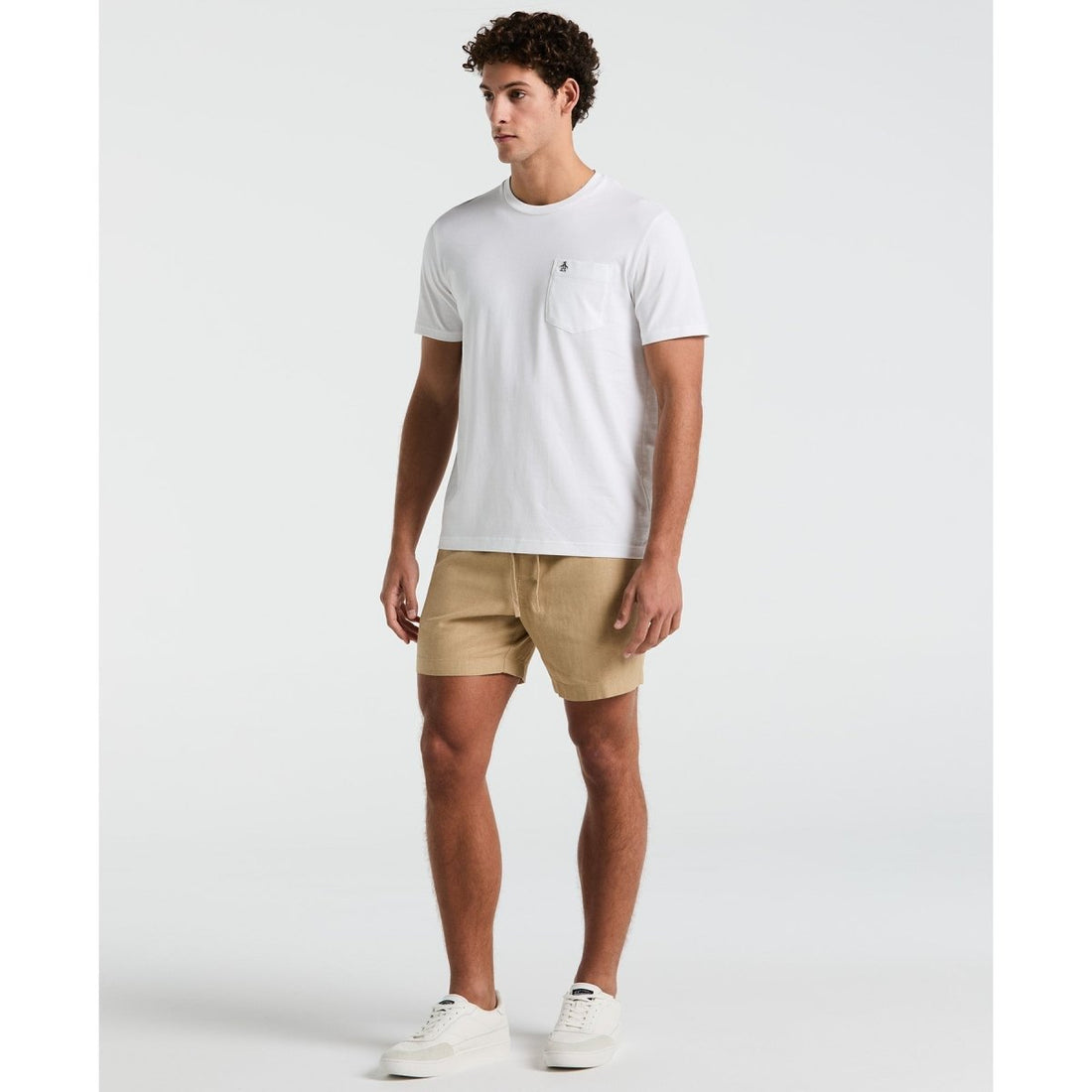 6" Linen Blend Shorts In Travertine - RUTHERFORD & Co