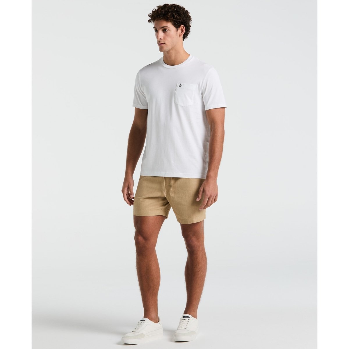 6" Linen Blend Shorts In Travertine - RUTHERFORD & Co