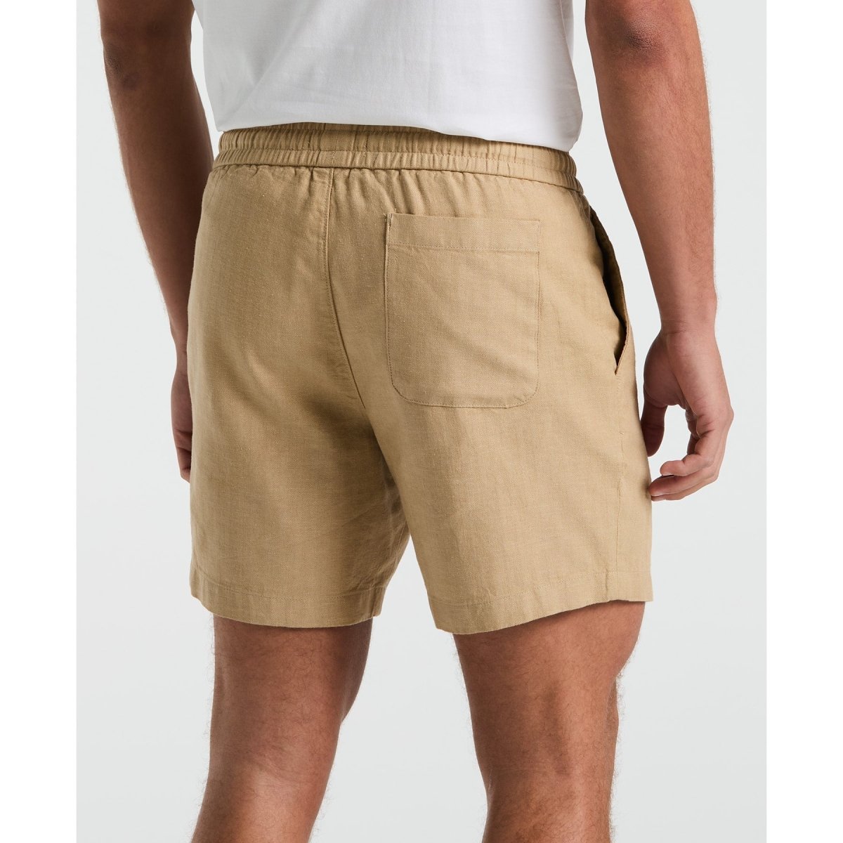 6" Linen Blend Shorts In Travertine - RUTHERFORD & Co