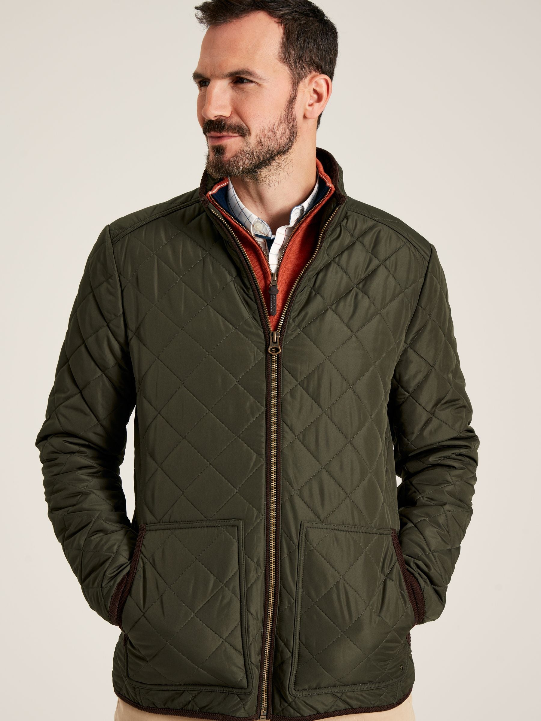 Green quilted coat fashion