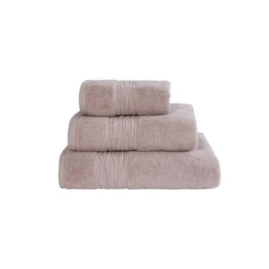 Towel With Linen Blend Insert Border Mellow Pink - RUTHERFORD & Co