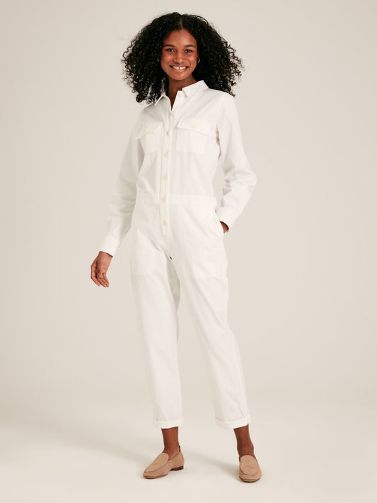 Ecru White Long Sleeve Boilersuit