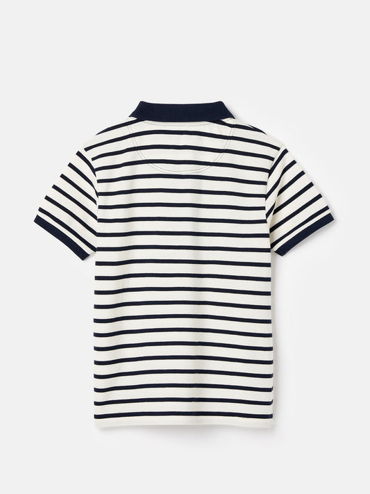 Filbert Navy Blue Striped Pique Cotton Polo Shirt