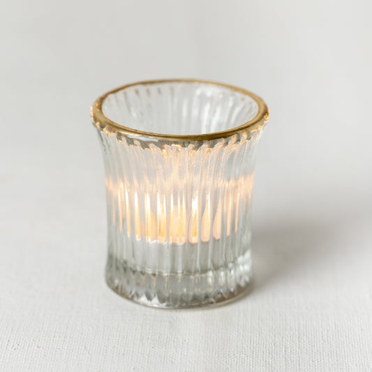 Ribbed T-light with Gold Rim