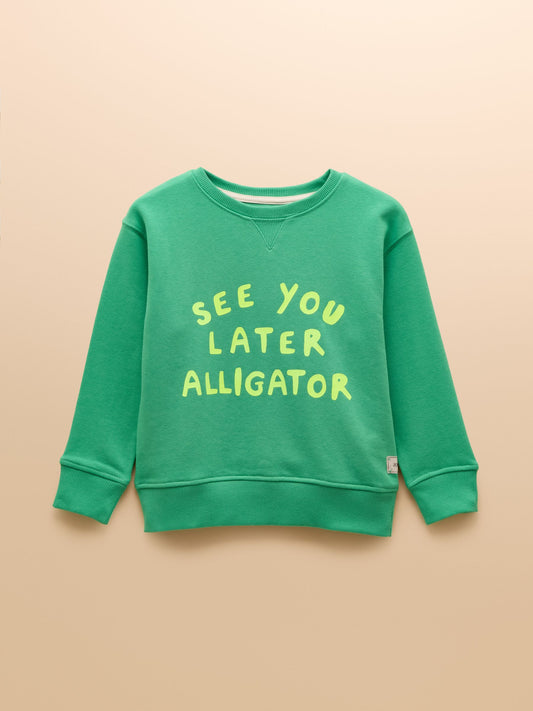 Sundaze Green Crew Neck Slogan Sweatshirt