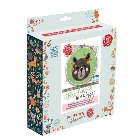 Floral Bear in a Hoop Needle Felt Craft Kit