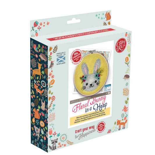 Floral Bunny in a Hoop Needle Felt Craft Kit