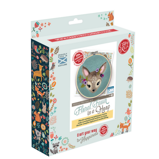 Floral Fawn in a Hoop Needle Felt Craft Kit