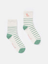 Embroidered Green/White Ankle Socks