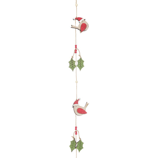 WOODEN BIRD & HOLLY GARLAND