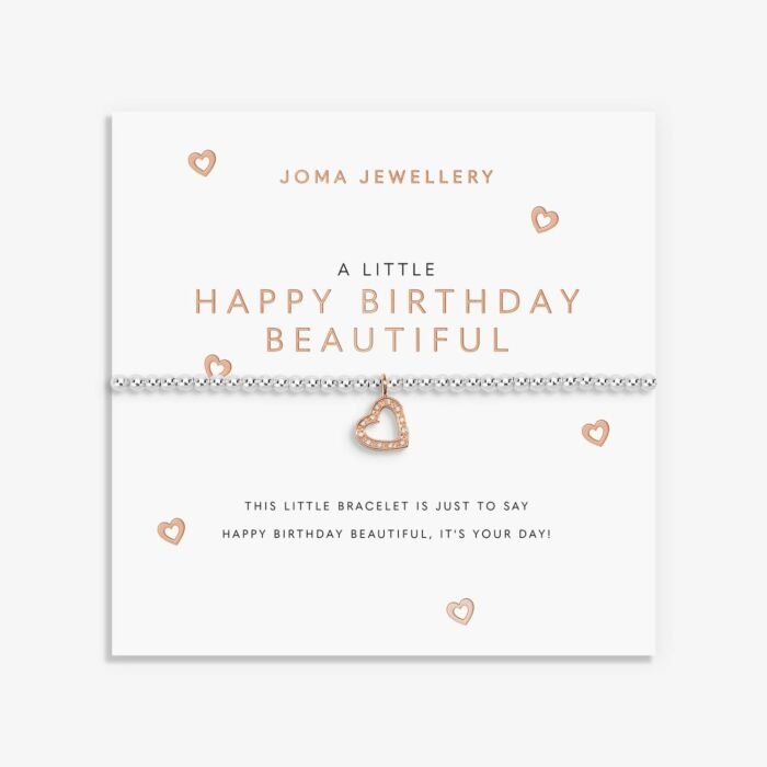 A Little 'Happy Birthday Beautiful' Bracelet in Silver and Rose Gold Plating - RUTHERFORD & Co