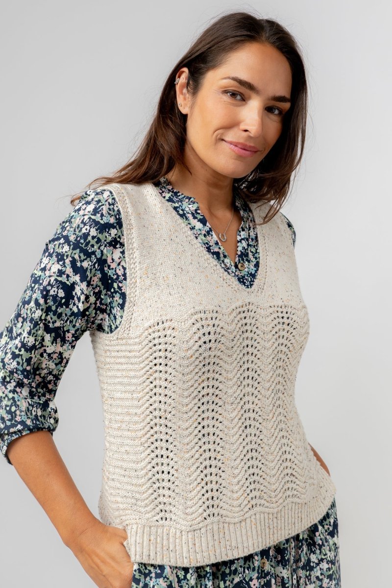 Aelia Oatmeal Pointelle Knit Tank - RUTHERFORD & Co