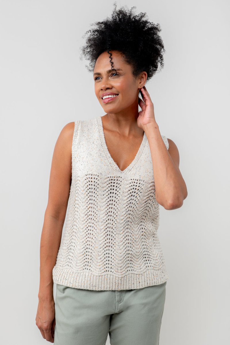 Aelia Oatmeal Pointelle Knit Tank - RUTHERFORD & Co