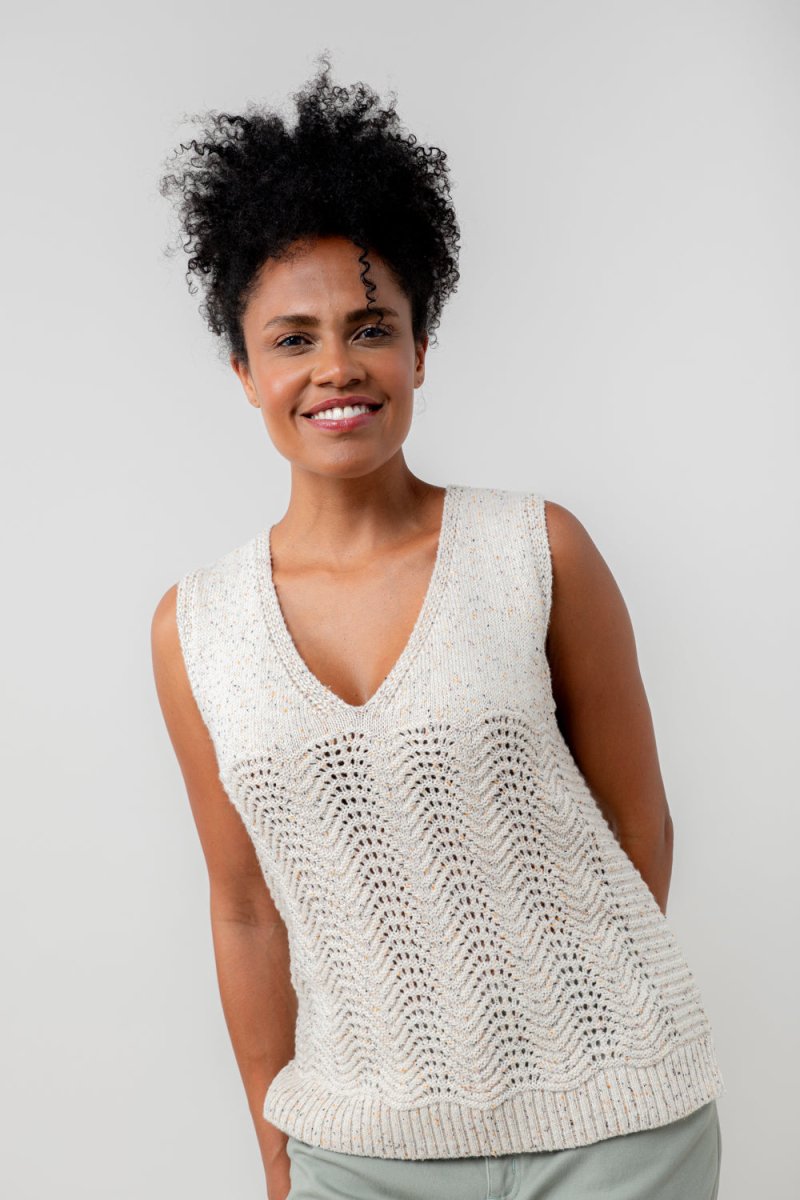 Aelia Oatmeal Pointelle Knit Tank - RUTHERFORD & Co