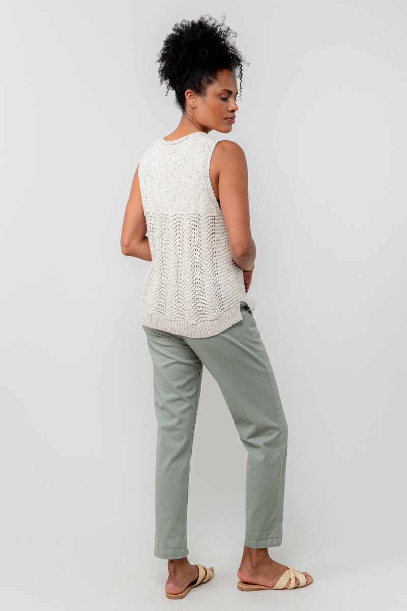 Aelia Oatmeal Pointelle Knit Tank - RUTHERFORD & Co