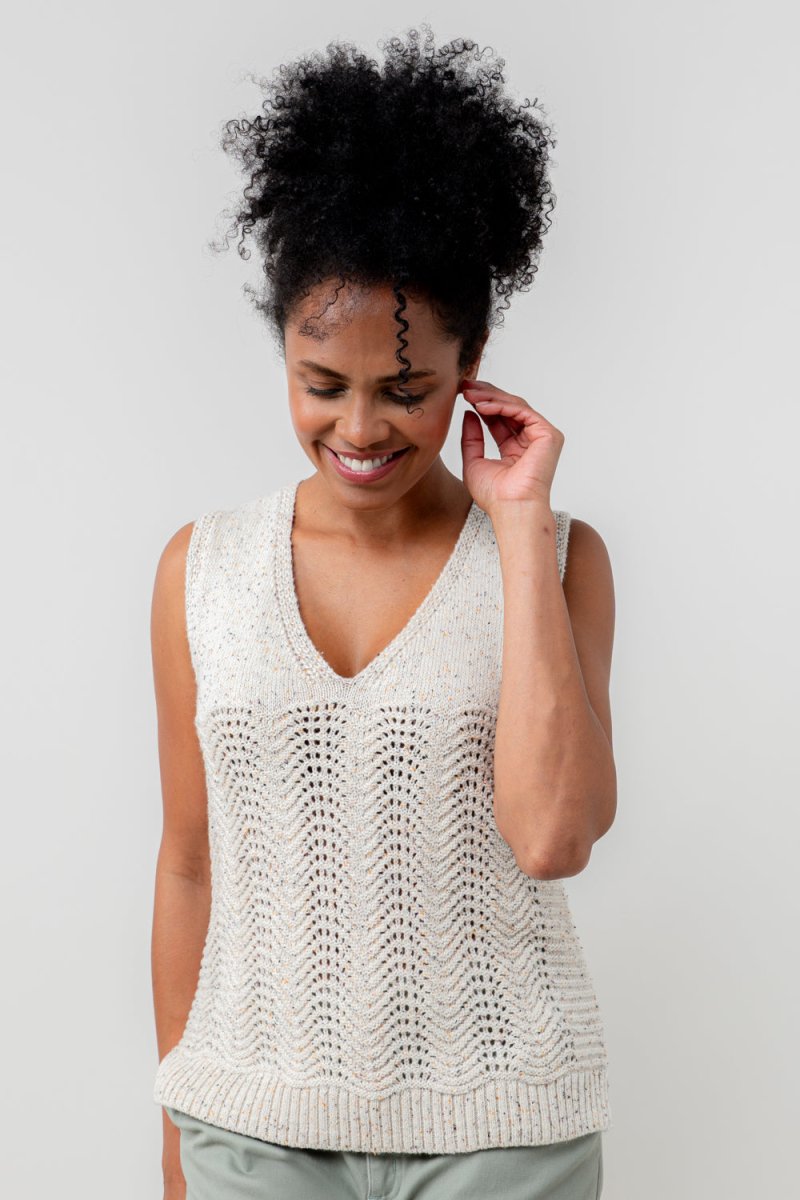 Aelia Oatmeal Pointelle Knit Tank - RUTHERFORD & Co