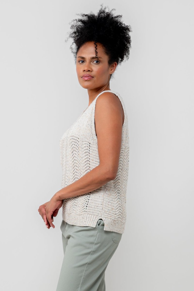 Aelia Oatmeal Pointelle Knit Tank - RUTHERFORD & Co