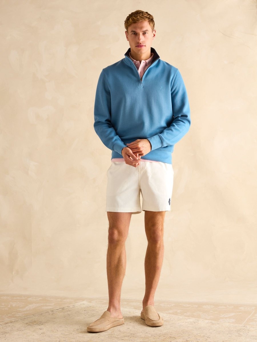 Alistair Light Blue Quarter Zip Cotton Sweatshirt - RUTHERFORD & Co