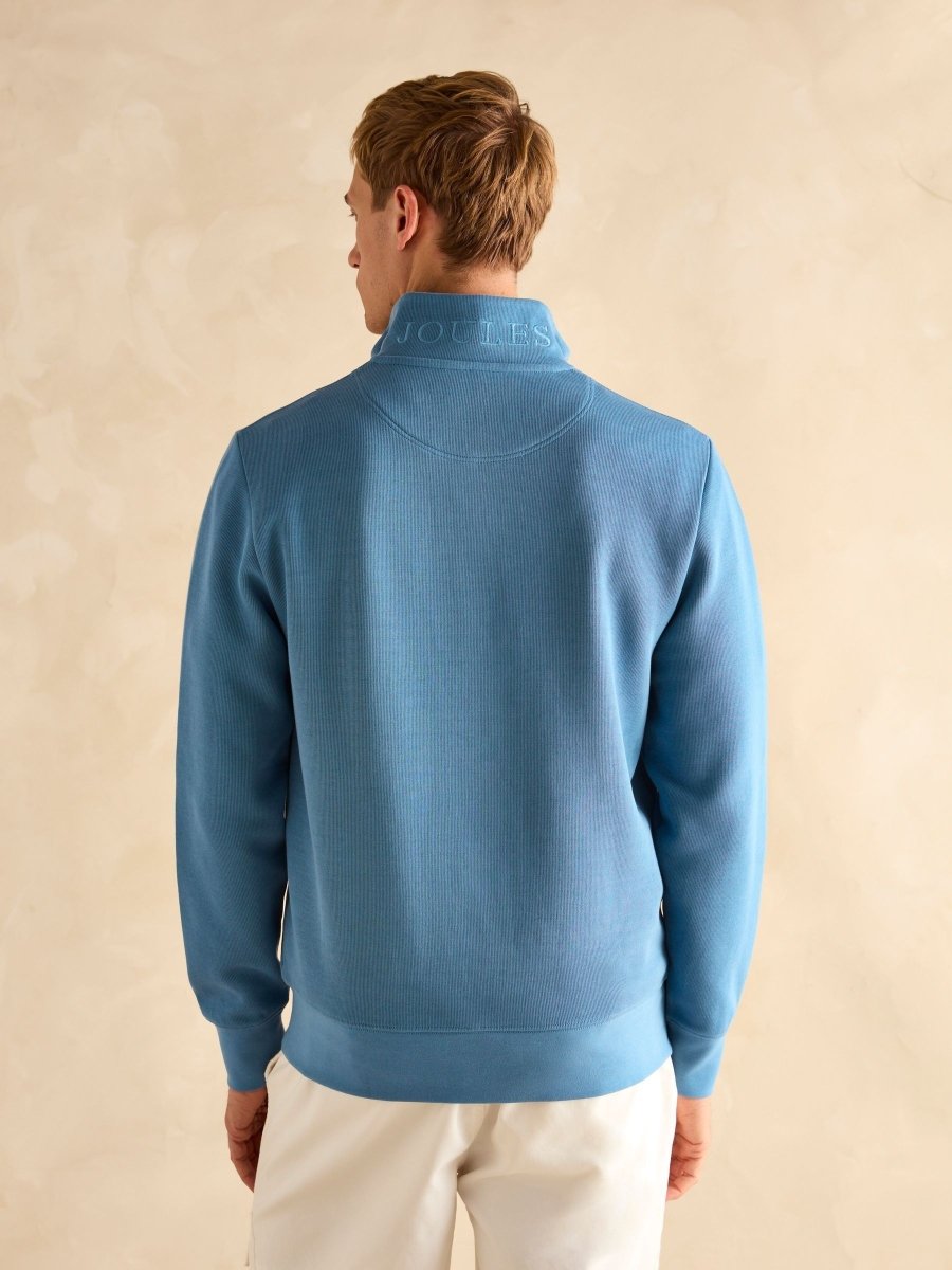 Alistair Light Blue Quarter Zip Cotton Sweatshirt - RUTHERFORD & Co