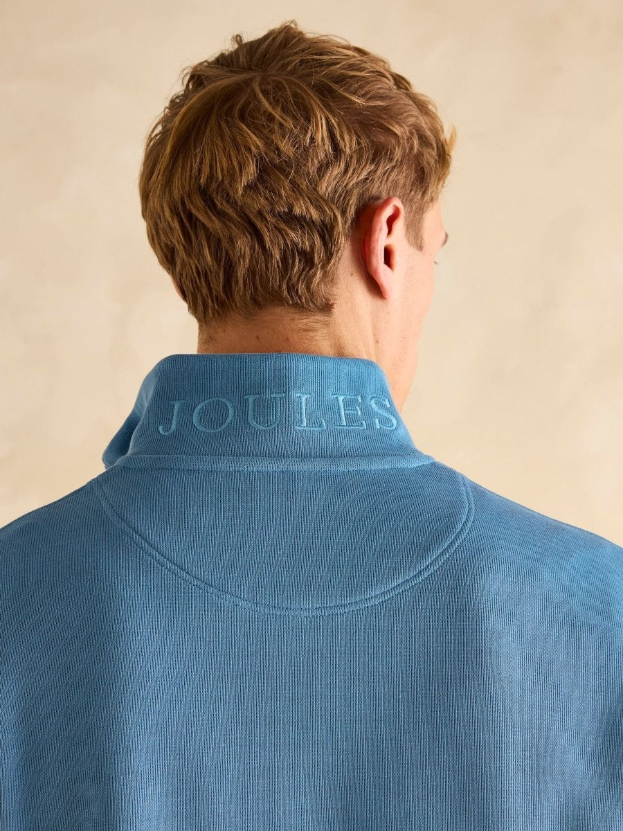 Alistair Light Blue Quarter Zip Cotton Sweatshirt - RUTHERFORD & Co