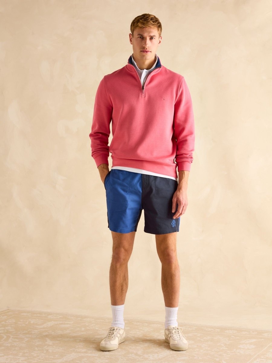 Alistair Pink Quarter Zip Cotton Sweatshirt - RUTHERFORD & Co