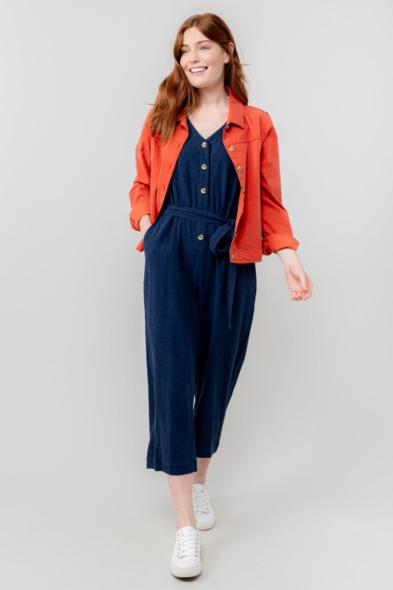 Allium Navy Linen Blend Jumpsuit - RUTHERFORD & Co