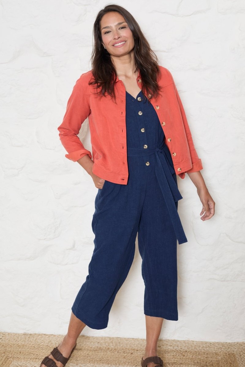 Allium Navy Linen Blend Jumpsuit - RUTHERFORD & Co