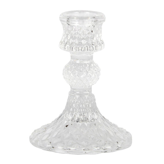 Glass Candlestick Harlequin Clear