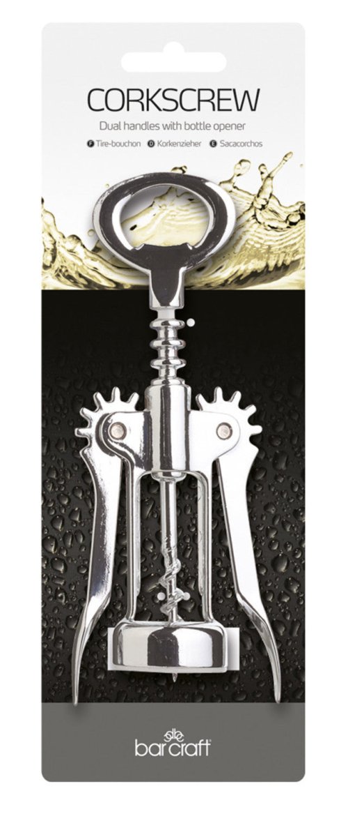 BarCraft Double Handled Chrome Wing Corkscrew - RUTHERFORD & Co