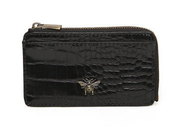 Bath Honeycomb Coin Card Purse/Black Croc - RUTHERFORD & Co