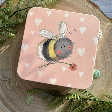 Bee and Flower Square Tin - RUTHERFORD & Co