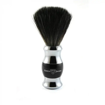Black & Chrome Shaving Brush (Black Synthetic) - RUTHERFORD & Co