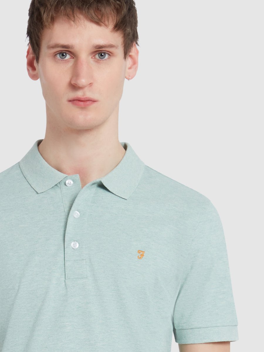 Blanes Organic Cotton Polo Shirt In Grove Green Marl - RUTHERFORD & Co