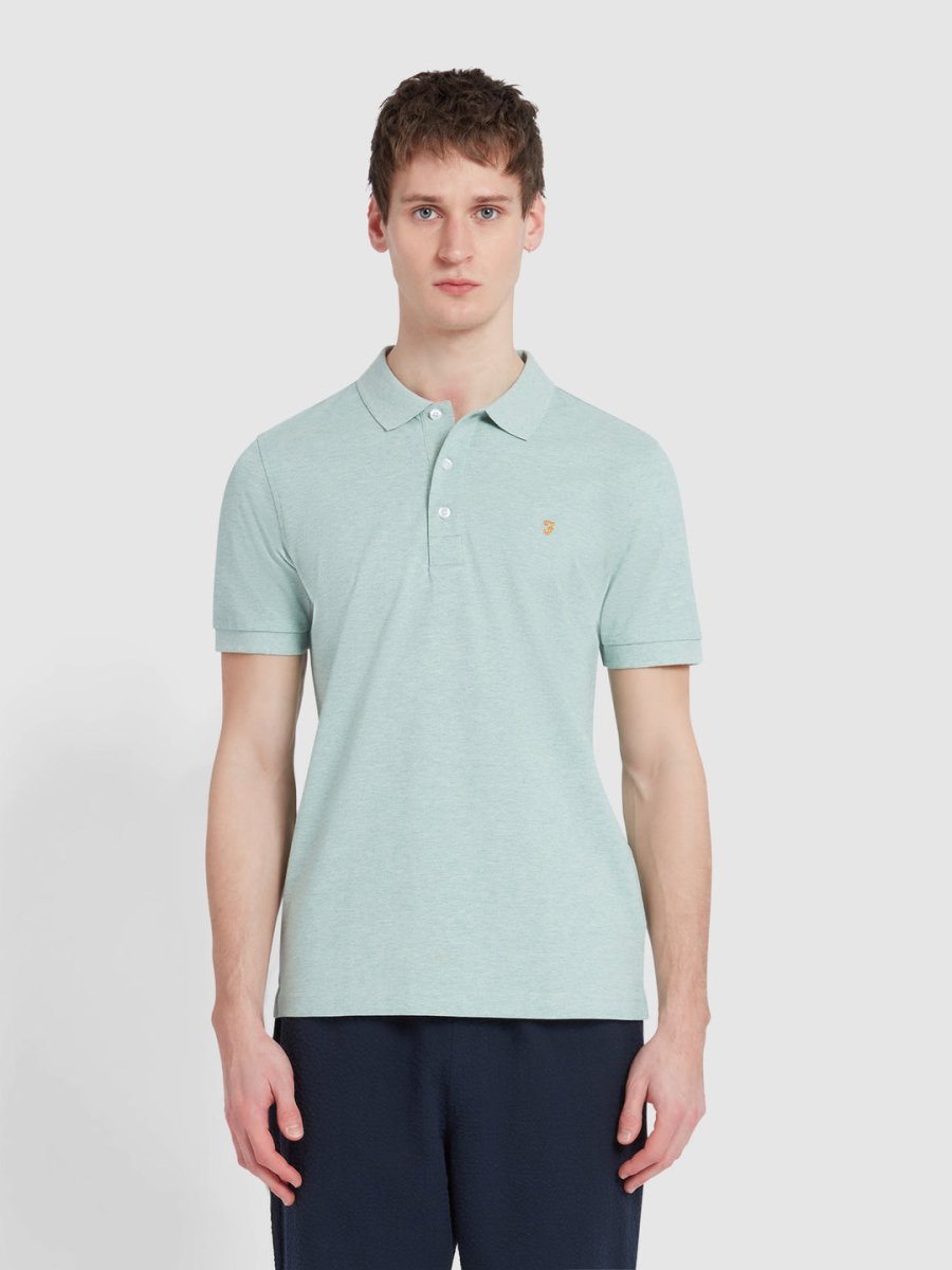 Blanes Organic Cotton Polo Shirt In Grove Green Marl - RUTHERFORD & Co
