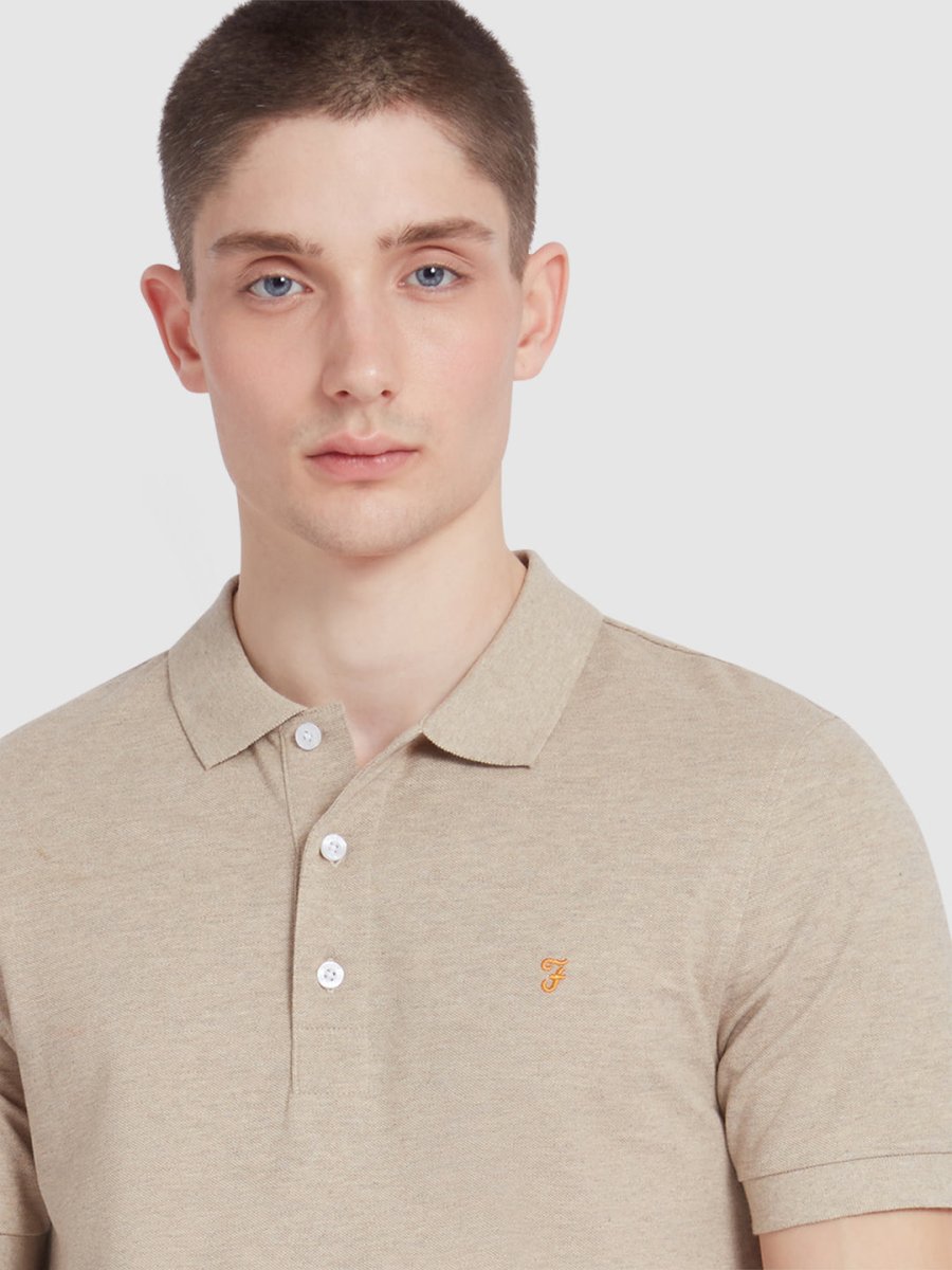 Blanes Organic Cotton Polo Shirt In Hazelnut Marl - RUTHERFORD & Co