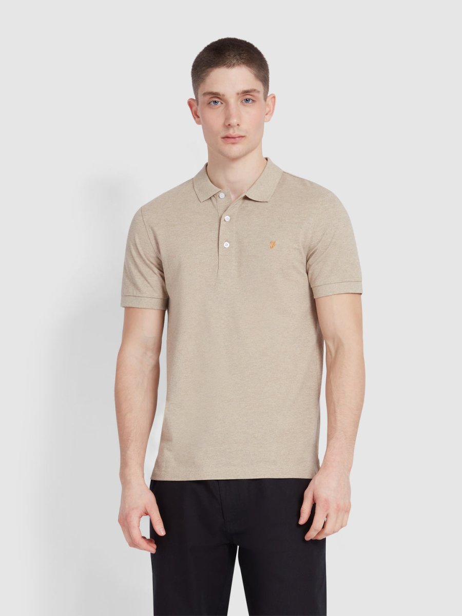 Blanes Organic Cotton Polo Shirt In Hazelnut Marl - RUTHERFORD & Co