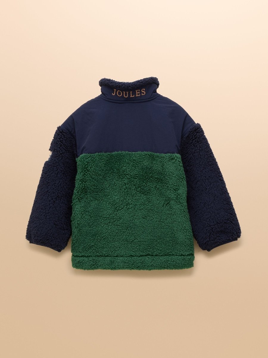 Boys' Billy Green and Tan Colourblock Quarter Zip Fleece - RUTHERFORD & Co