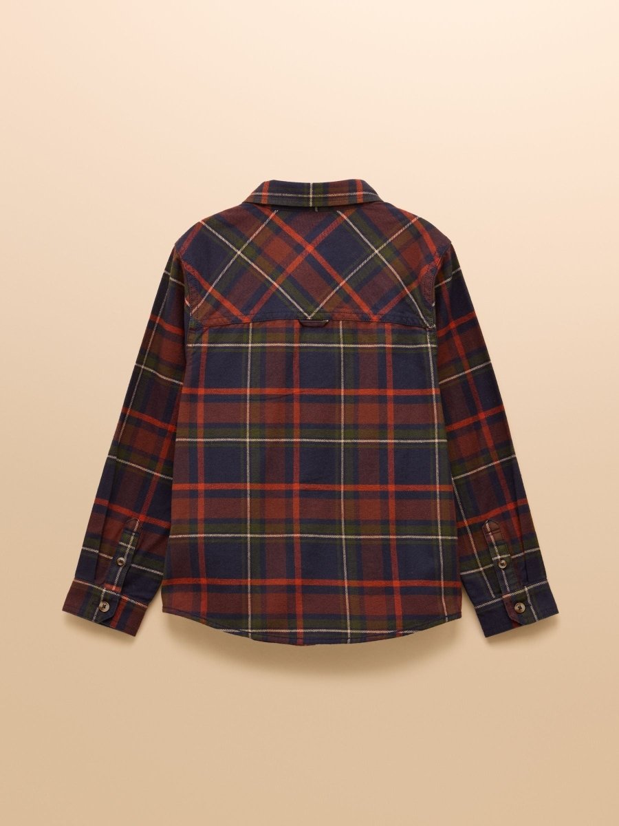 Boys' Brushed Navy Check Flannel Checked Shirt - RUTHERFORD & Co