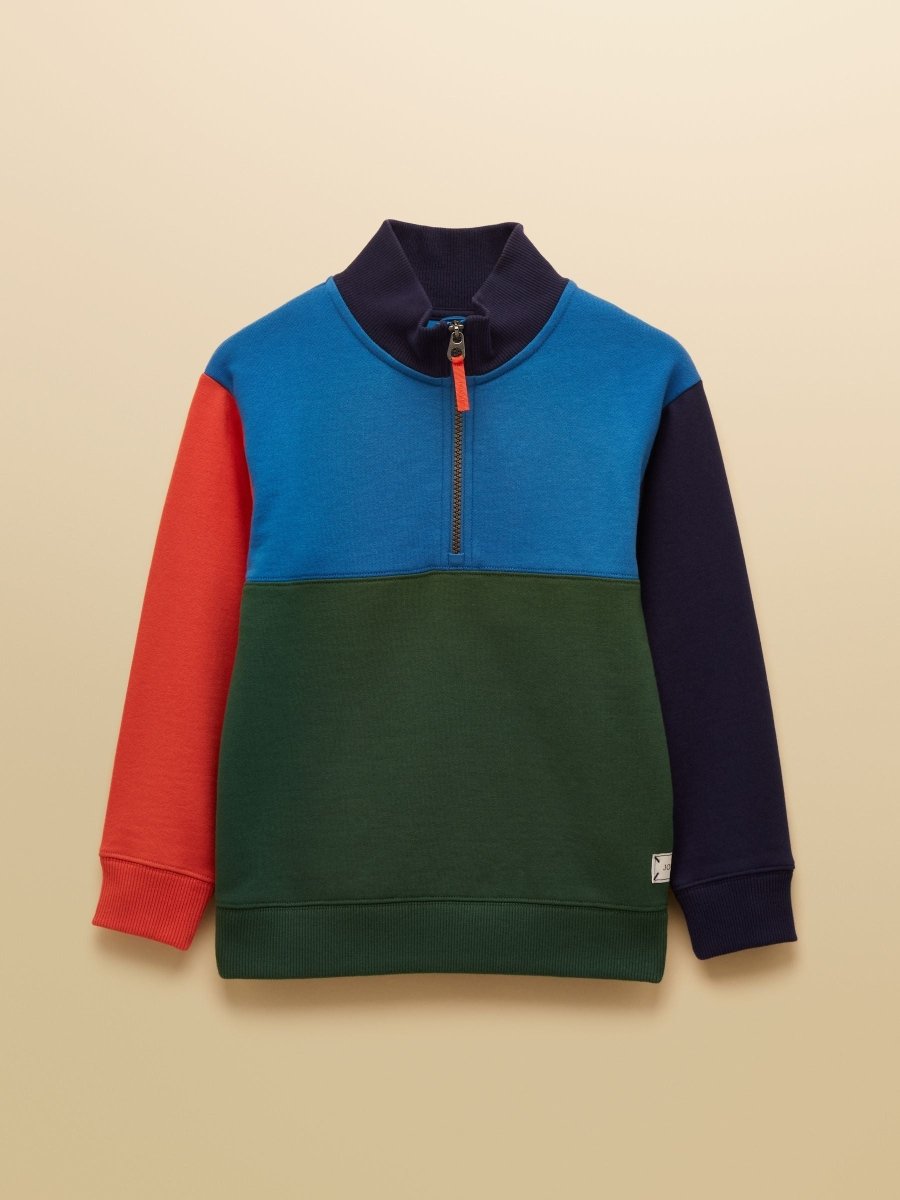 Boys' Elliot Multi Colourblock Quarter Zip Sweatshirt - RUTHERFORD & Co